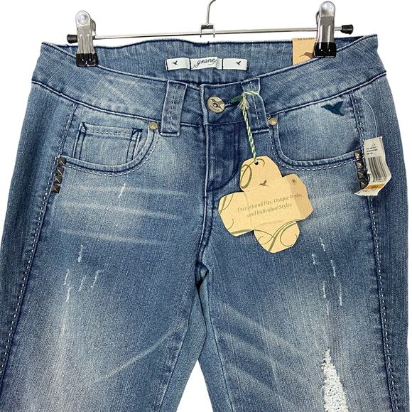 Grane Junior Low Rise Distressed Skinny Jeans Size 3 - Picture 2 of 9